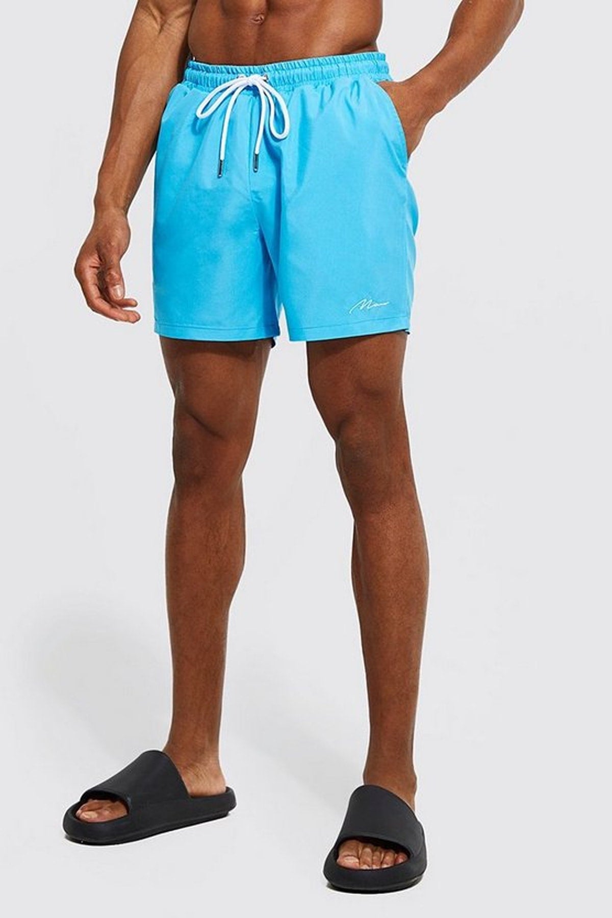 Lined Beach Shorts Light Blue