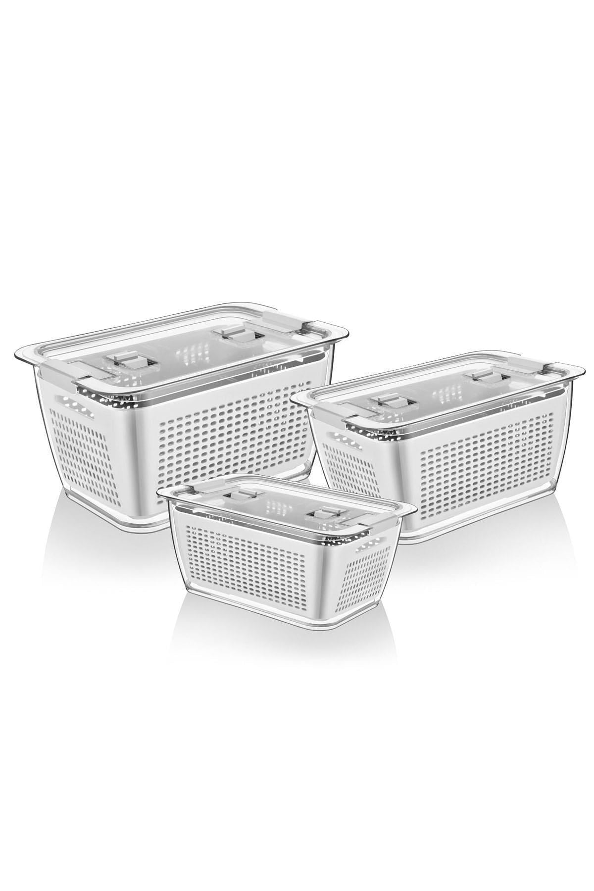 3 Sizes Refrigerator Fresh Vegetable Fruit Storage Container With Compartment Ventilation