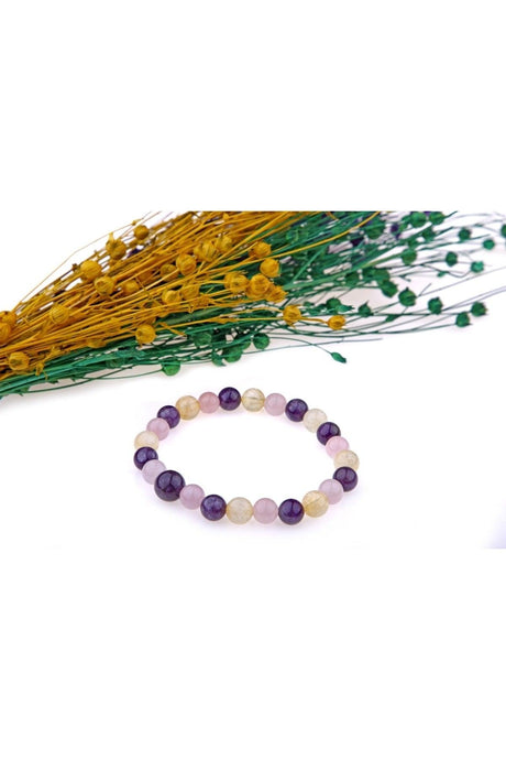 Certified Natural Stone Bracelet - Rose Quartz-amethyst-citrine - Swordslife