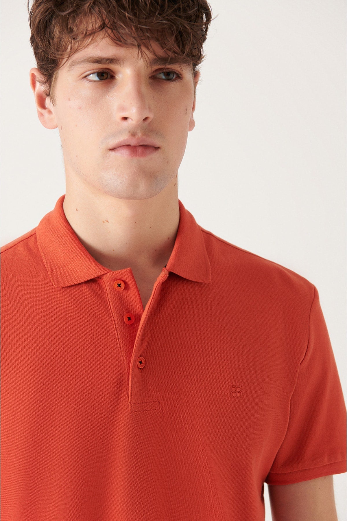 Men's Dark Orange 100% Cotton Breathable Standard Fit Normal Cut Polo Neck T-shirt E001004