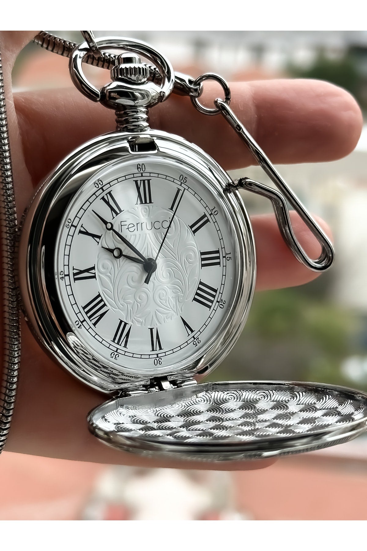 Brand Luxury 2 Years Guaranteed Retro Train Model Roman Numeral Pocket Watch + Rosary, Bracelet