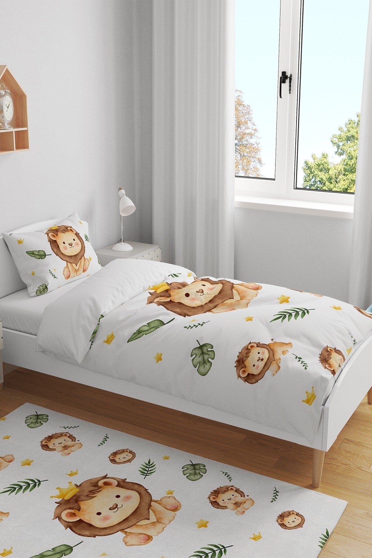 King Lions Patterned Single Baby Kids Duvet Cover Set