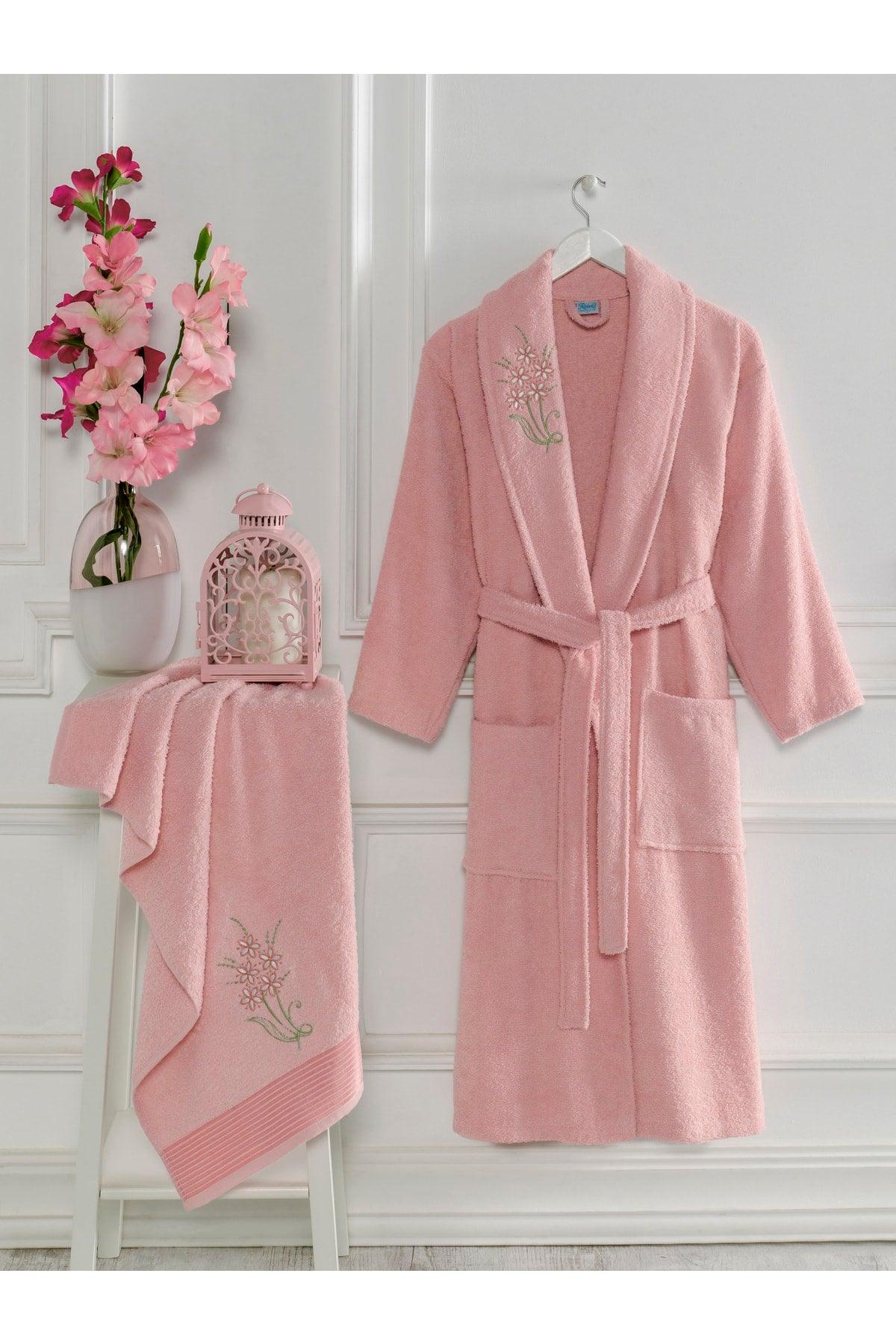 100% Cotton Embroidered Head Towel Bathrobe 4 Pieces Dowry Set Turkish Bath Set Bath Set - Swordslife