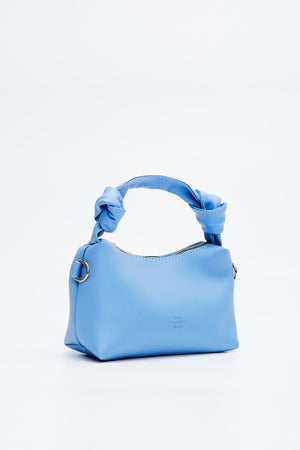 Blue Shk24 Soft Leather Knot Detailed Chain Strap Hand And Shoulder Bag L:14 E:22 W:8 Cm