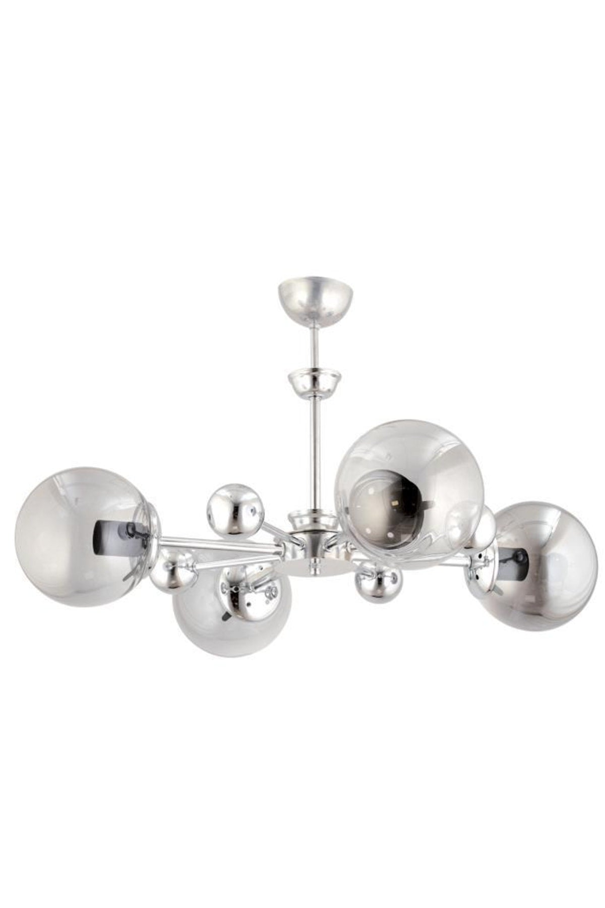 Nairobi 4-Piece Silver Smoked Globe Glass Chandelier