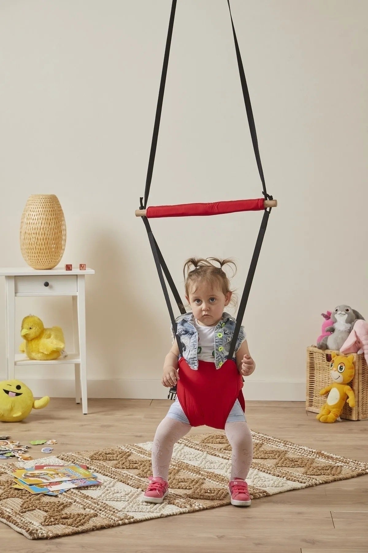 Hoppala Bouncer Kangaroo , Balance Baby Walker With Spring Natural Wood