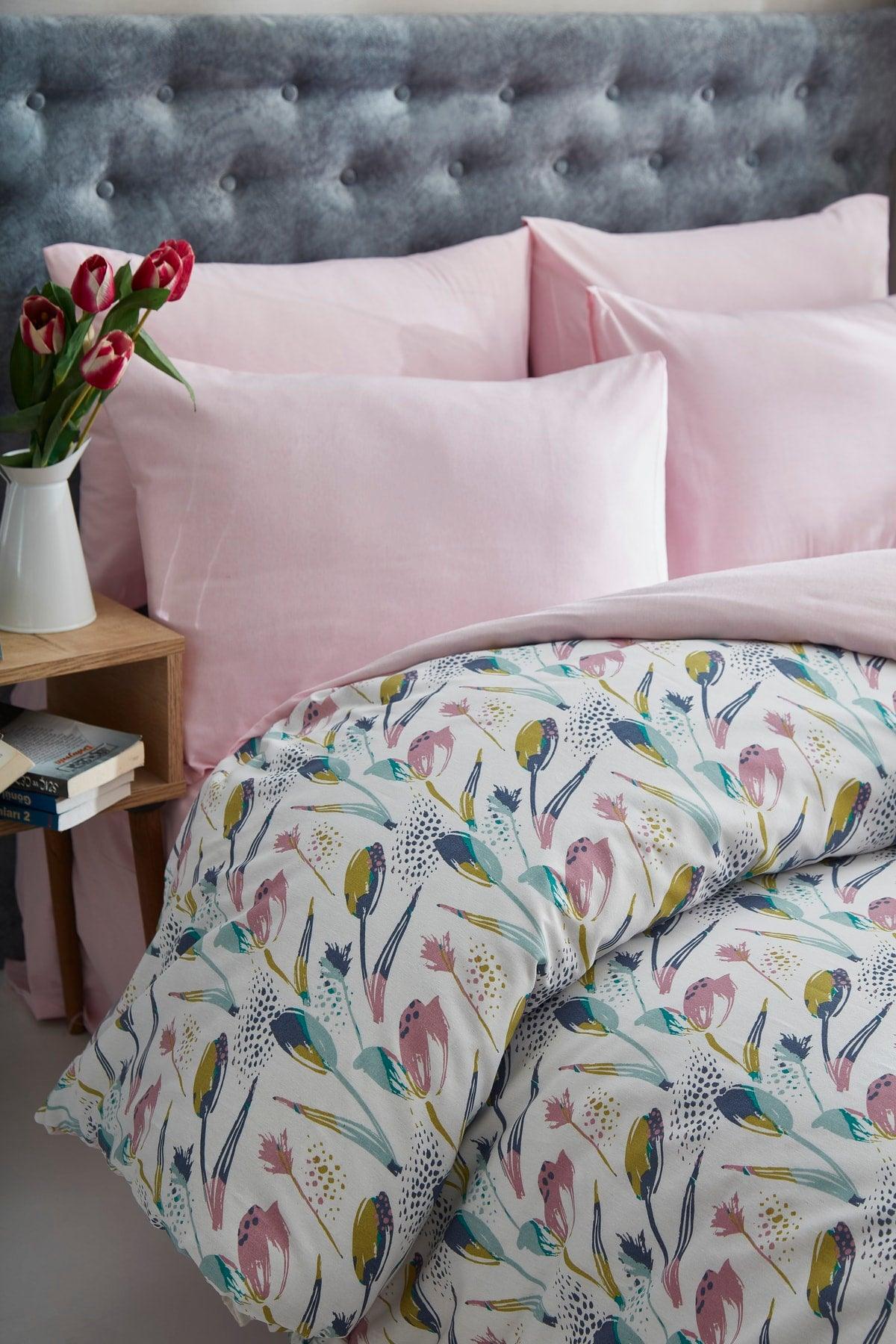 Tulip Dream Powder Pink Cotton Single Duvet Cover Set - Swordslife