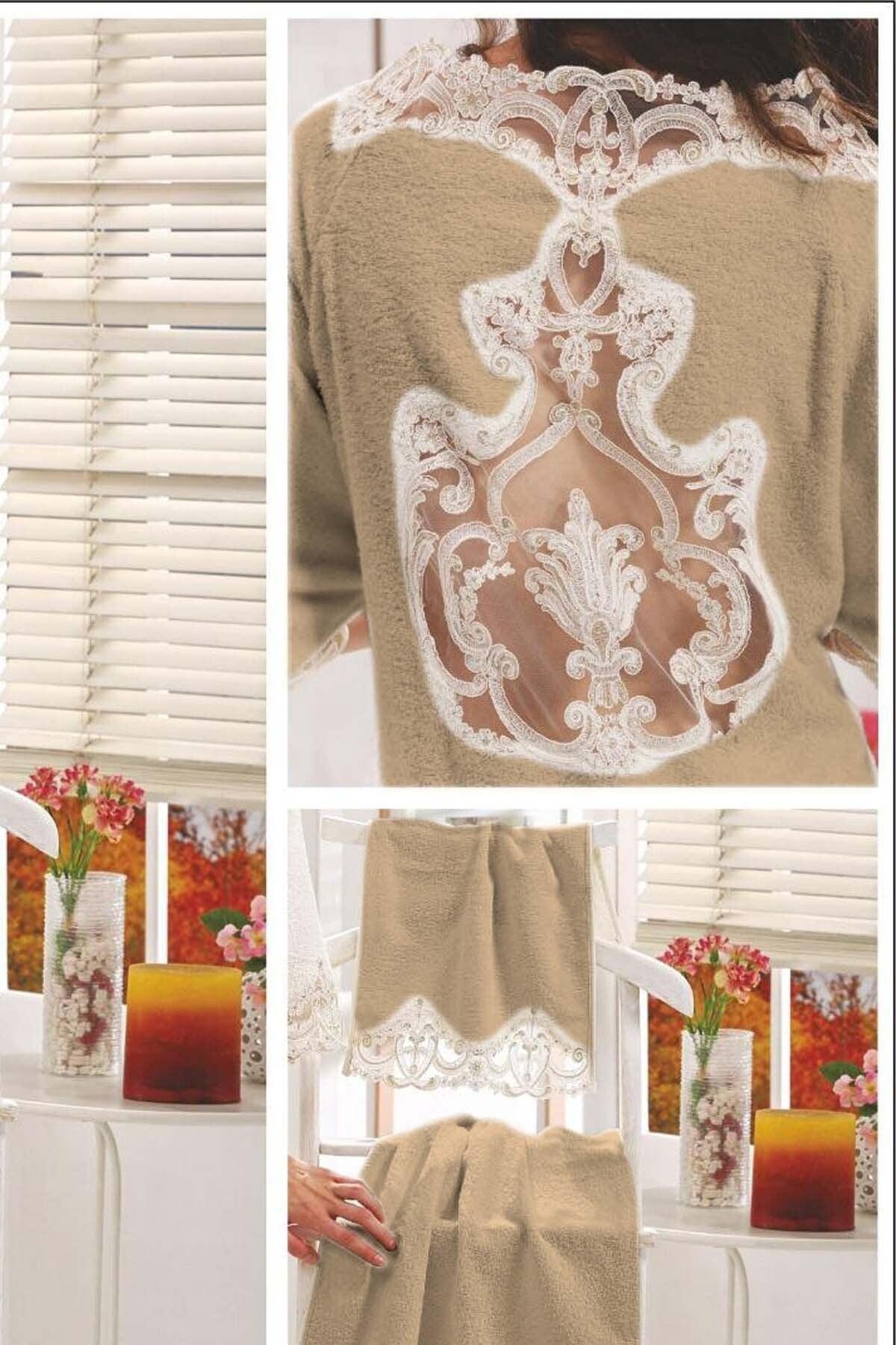 Paris Cappuccino Ladies French Lace Dowry Bridal Bath Honeymoon Bathrobe Set - Swordslife