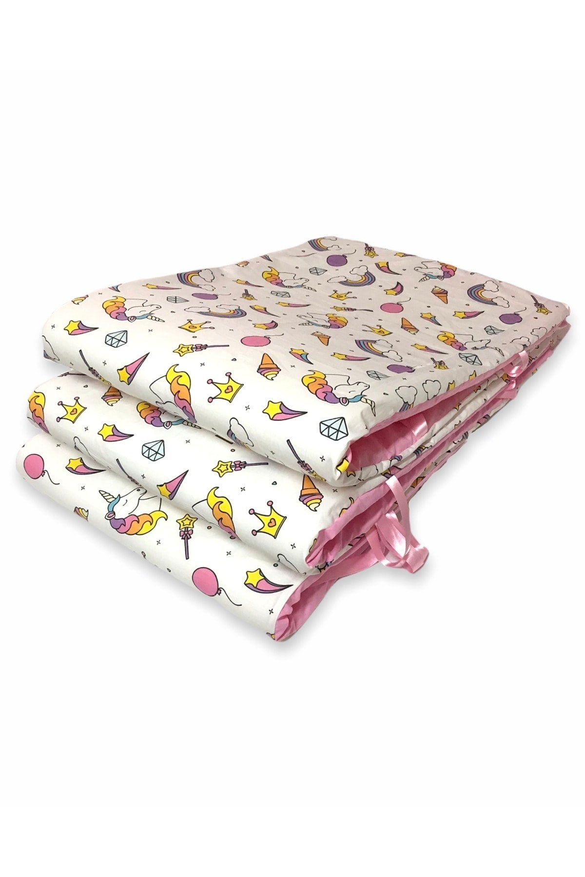 Crib Side Protection Bumper 60X120 Crib (3 Pcs) Unicorn Pink