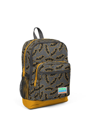 Kids Dark Gray Mustard Bat Patterned Usb 3-Piece School Bag Set Set0123821