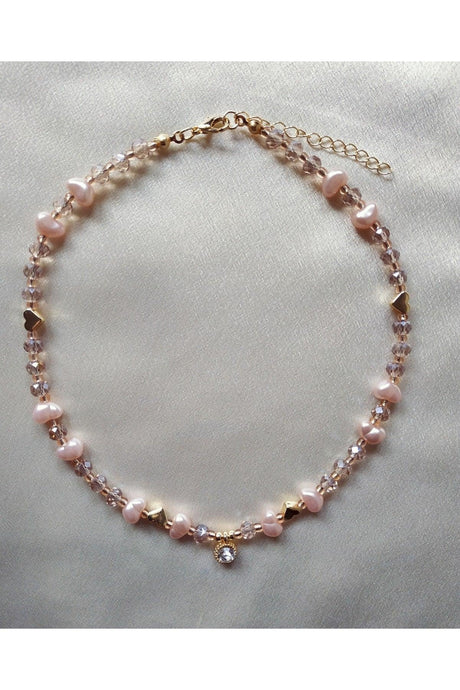 White Glitter Tip Baroque Pearl Heart Bead Necklace - Swordslife