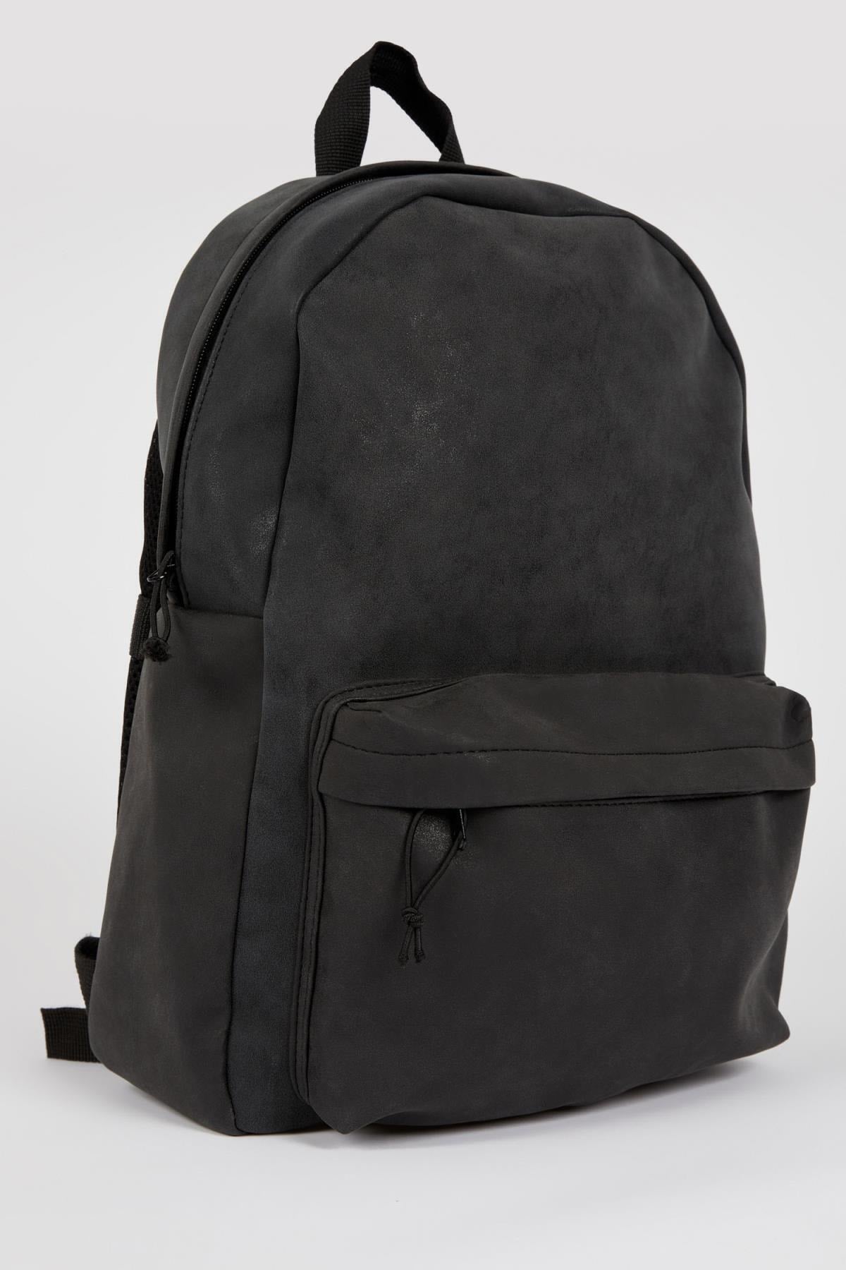 Men'S Large Faux Leather Backpack