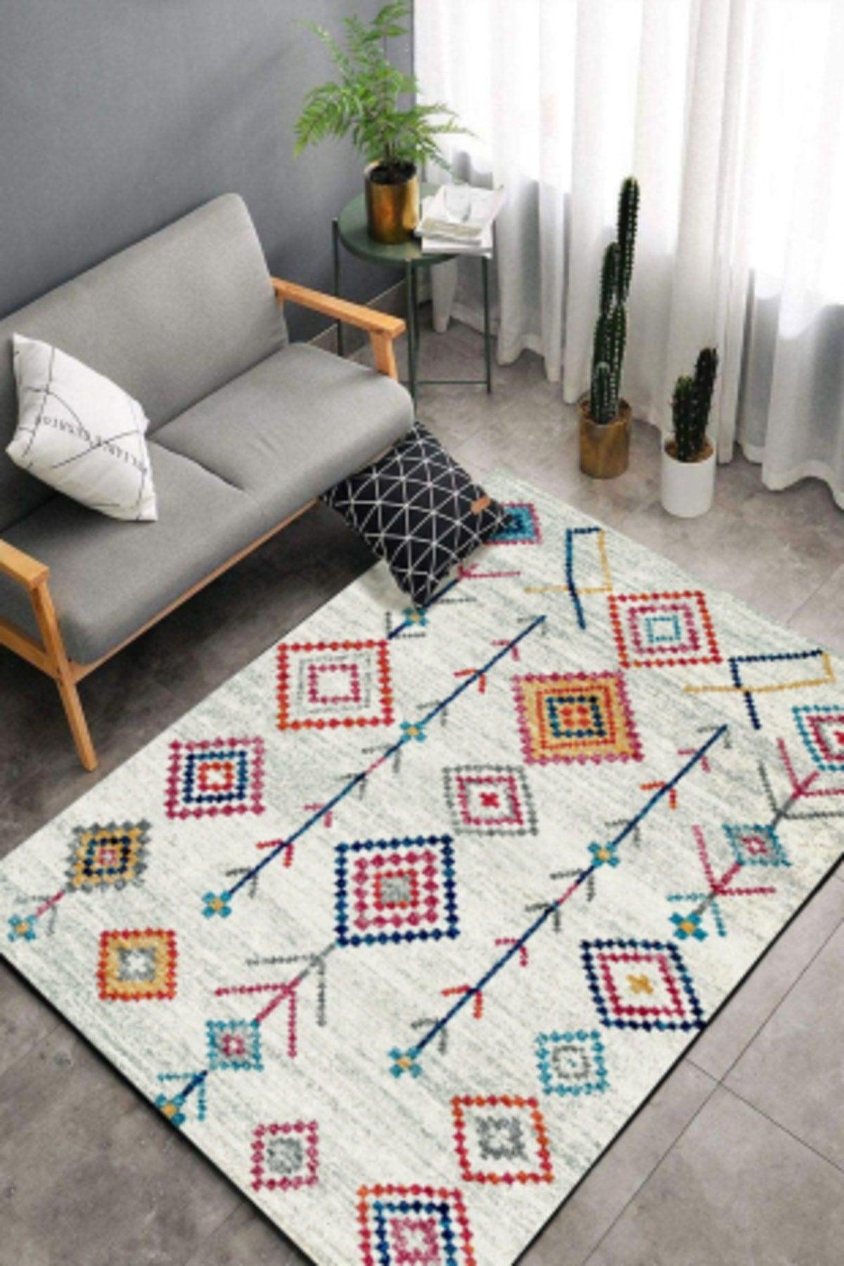 Chenille Rug Patterned Modern Carpet Machine Washable Dot/Felt Base - Cp658 - Swordslife