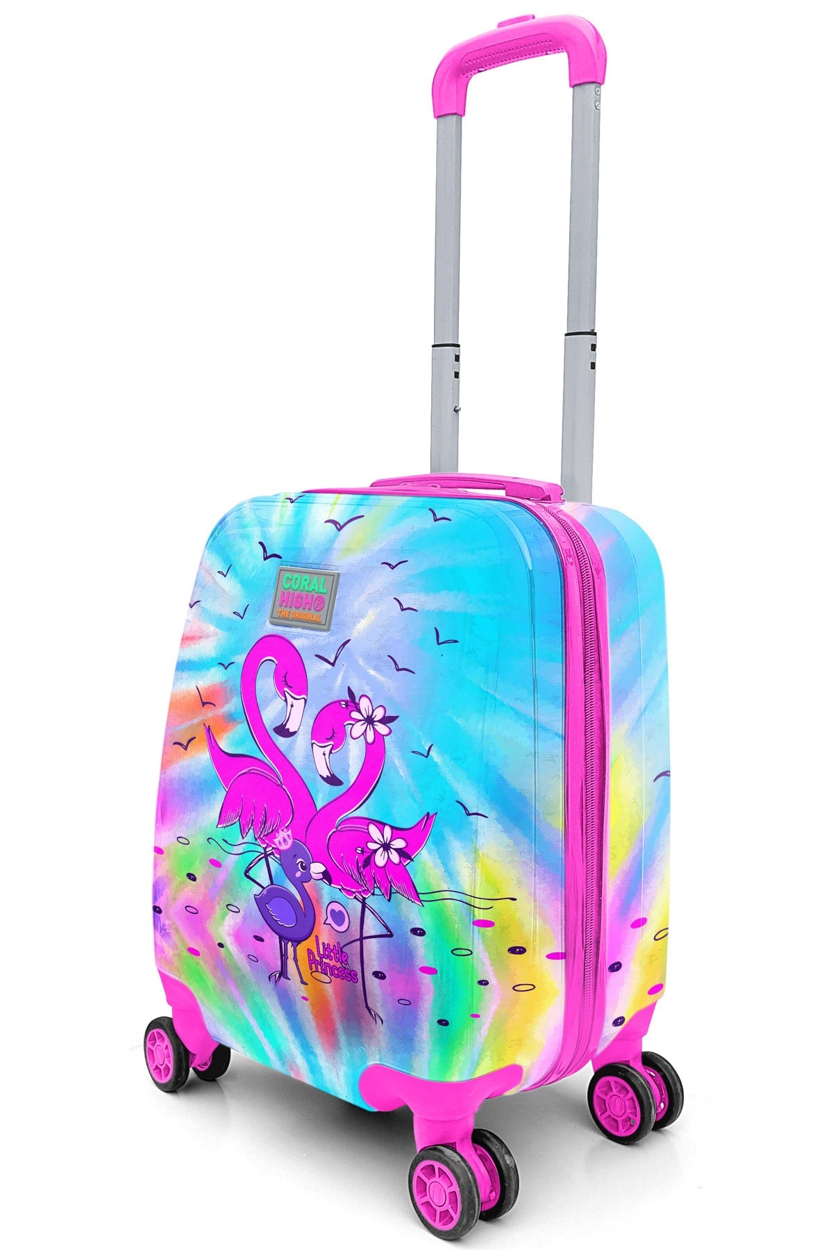 Kids Blue Pink Flamingo Patterned Child Suitcase 16702