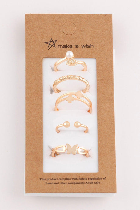 Butterfly And Leaf Figured Combination Ring Set 006 - Swordslife