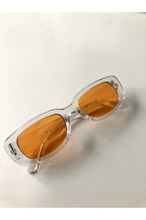 Unisex Orange Square Rectangle Vintage Retro Sunglasses