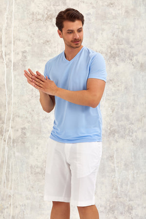 Gimaldo Men'S V-Neck T-Shirt - Blue