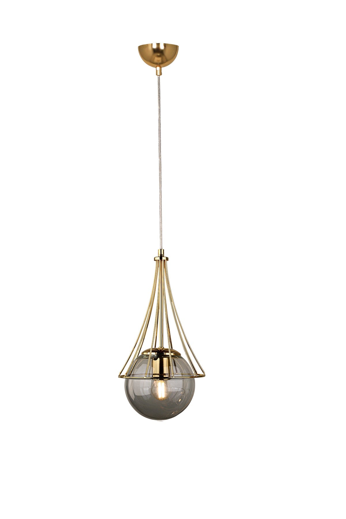Lapis Single Chandelier Gold-Smoked Glop Glass
