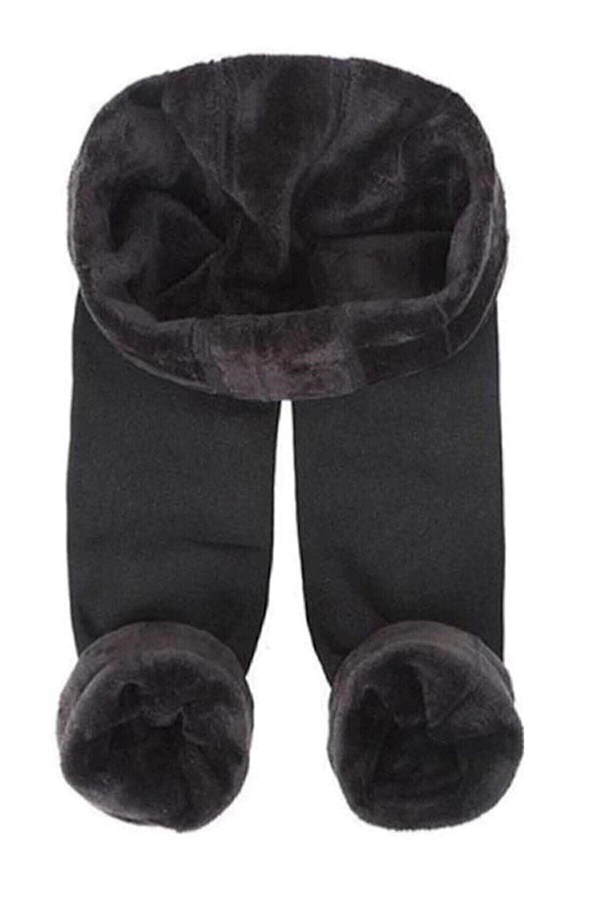 Women's Black Original Plush Winter Gathering Flexible Soft Thermal Leggings - Swordslife