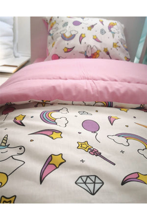 100% Cotton Baby Girl Duvet Cover Set 100X150 Unicorn Patterned