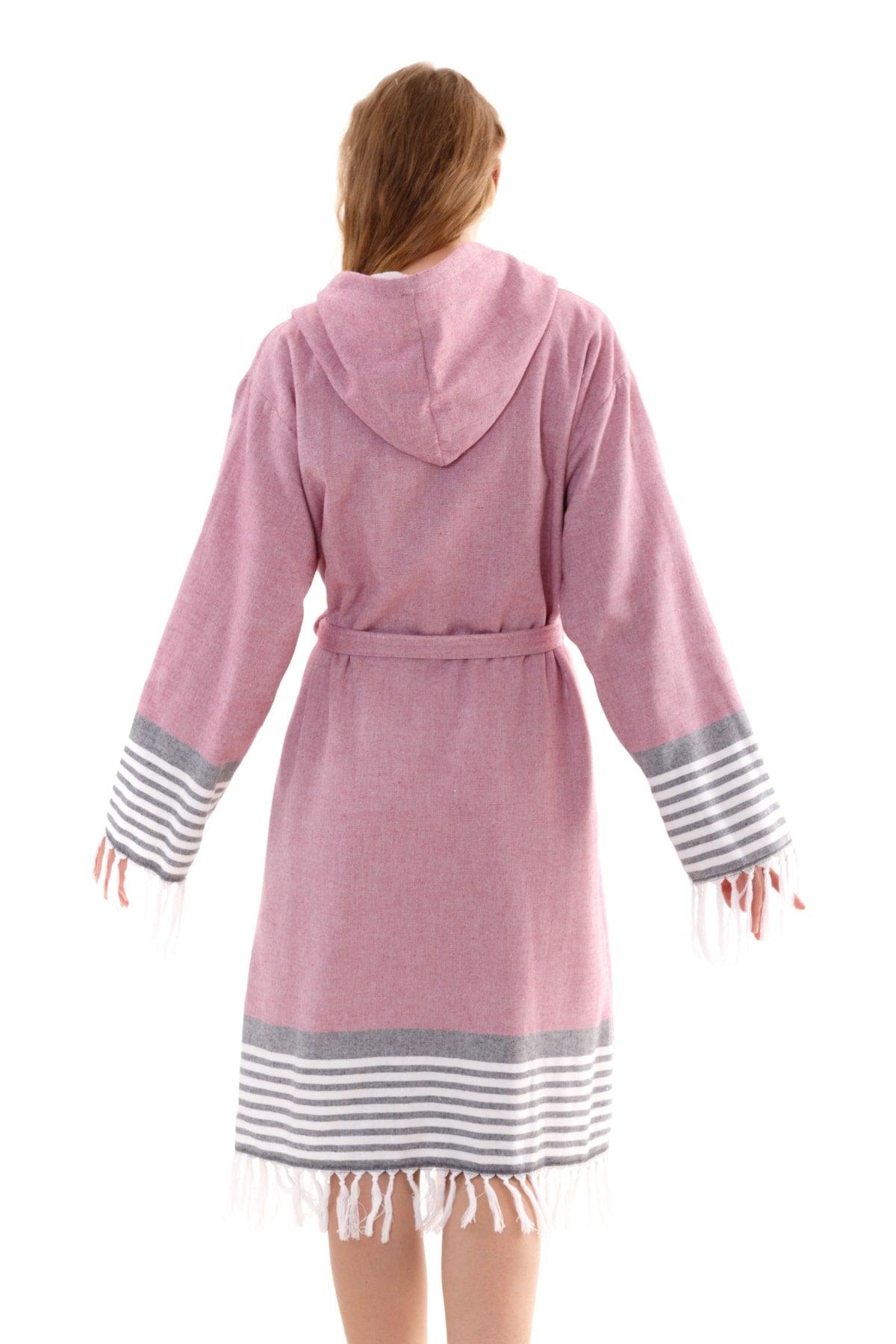 Cotton Hooded Unisex Pink Towel Loincloth Bathrobe | Large Size Bathrobe(SML-XL-2XL-3XL-4XL) - Swordslife