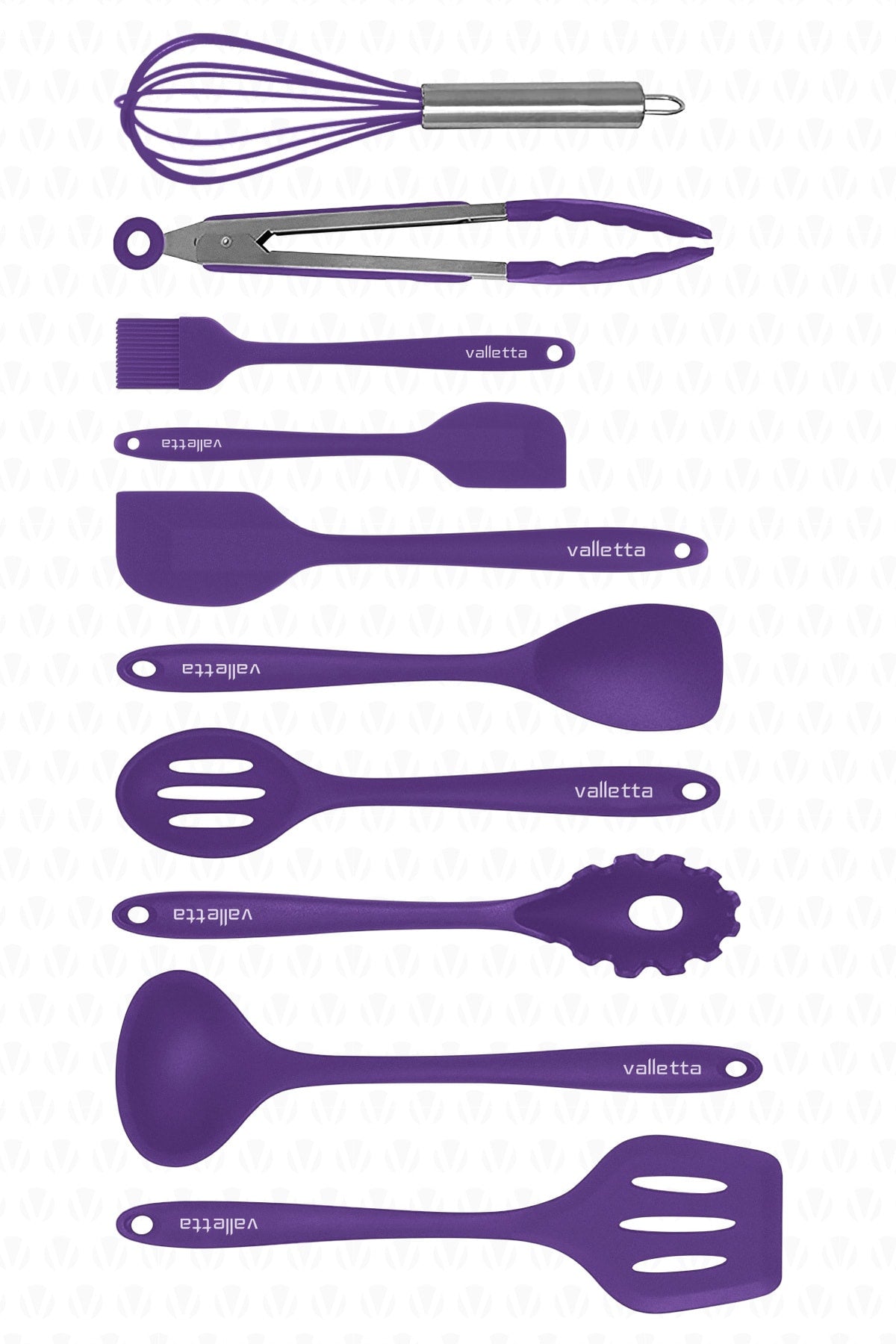 Salvatore Heat Resistant Fireproof Nonstick Silicone Spatula Set 10 Pieces Purple