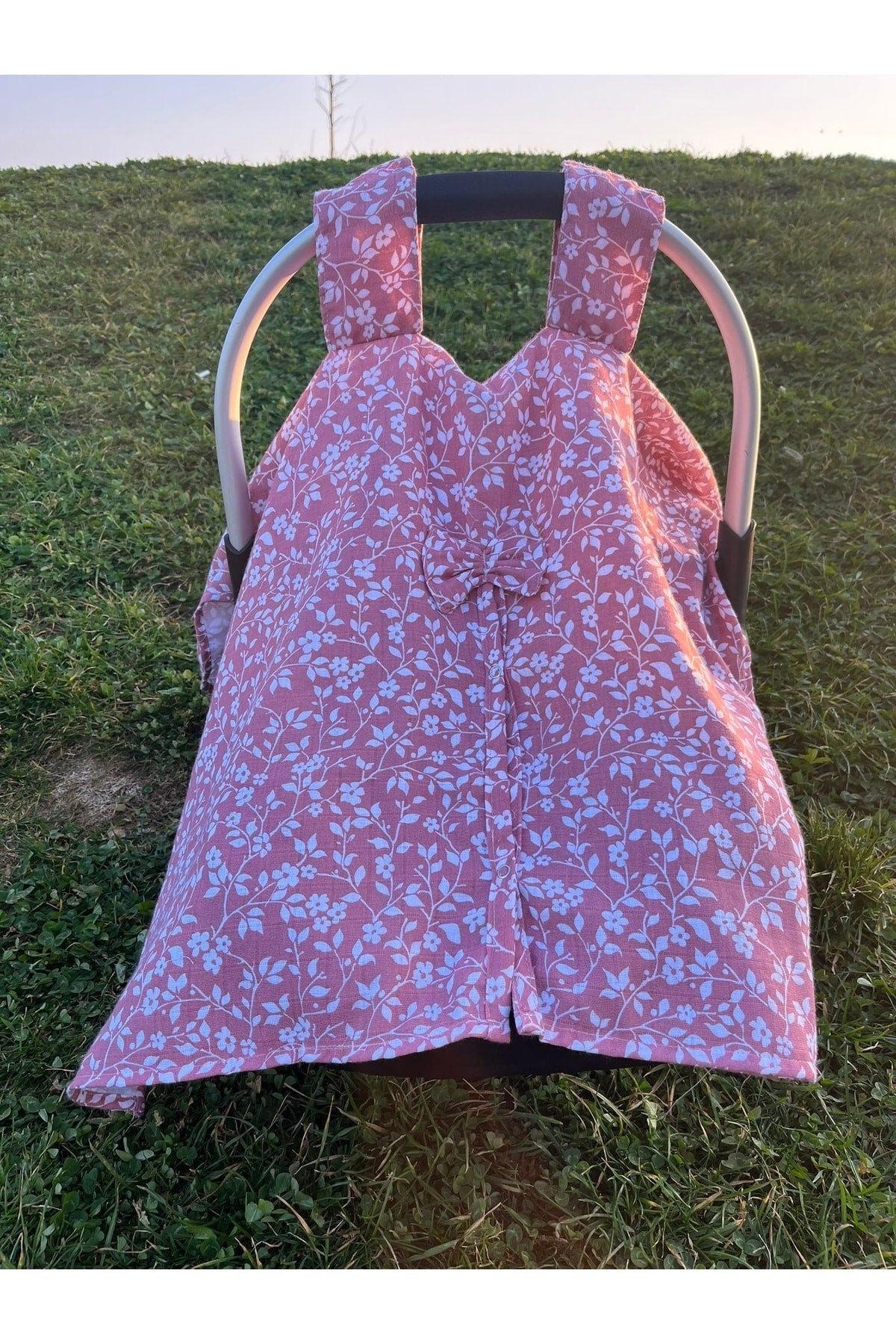Run Baby Muslin Fabric Push-Up Stroller Cover (Pink Flower) 75X100Cm