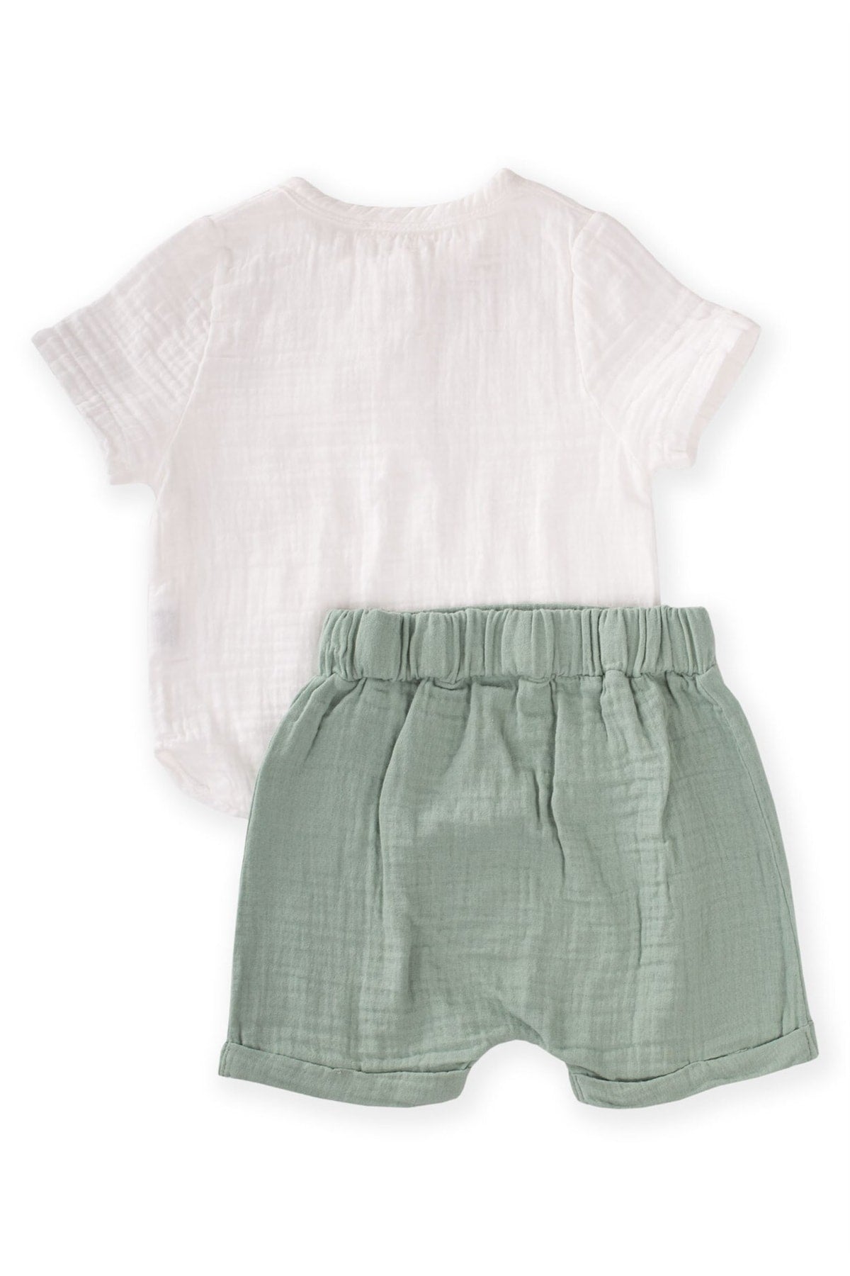 Organic Muslin Half Pop Shirt Shorts Set 1-5 Years Ecru