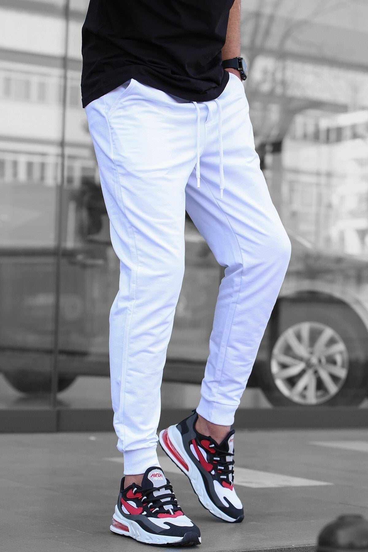 Men's White Elastic Elastic Tracksuit 4821