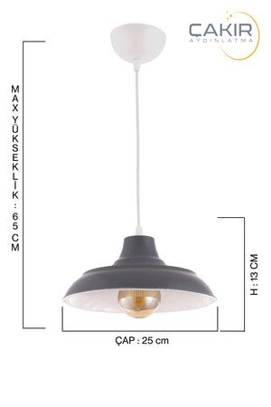 Fiyona Plaster Anthracite Single Pendant Chandelier - Çakır Avize