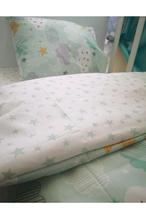 Kids Duvet Cover Set 90X190 For Bed Green Moon Cloudy (Without Comforter)