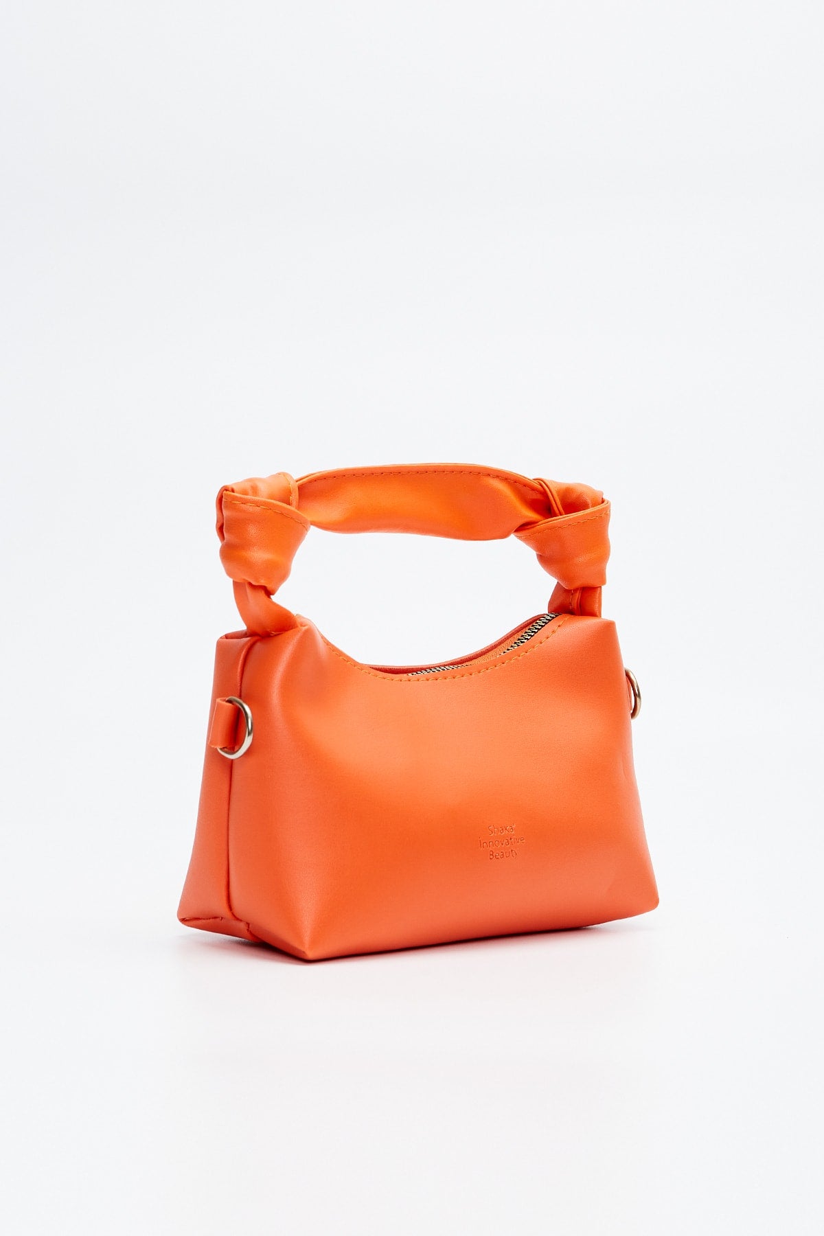 Orange Shk24 Soft Leather Knot Detailed Chain Strap Hand and Shoulder Bag L:14 E:22 W:8 cm