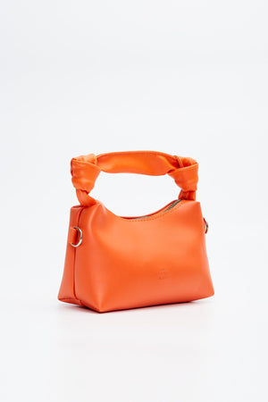 Orange Shk24 Soft Leather Knot Detailed Chain Strap Hand And Shoulder Bag L:14 E:22 W:8 Cm