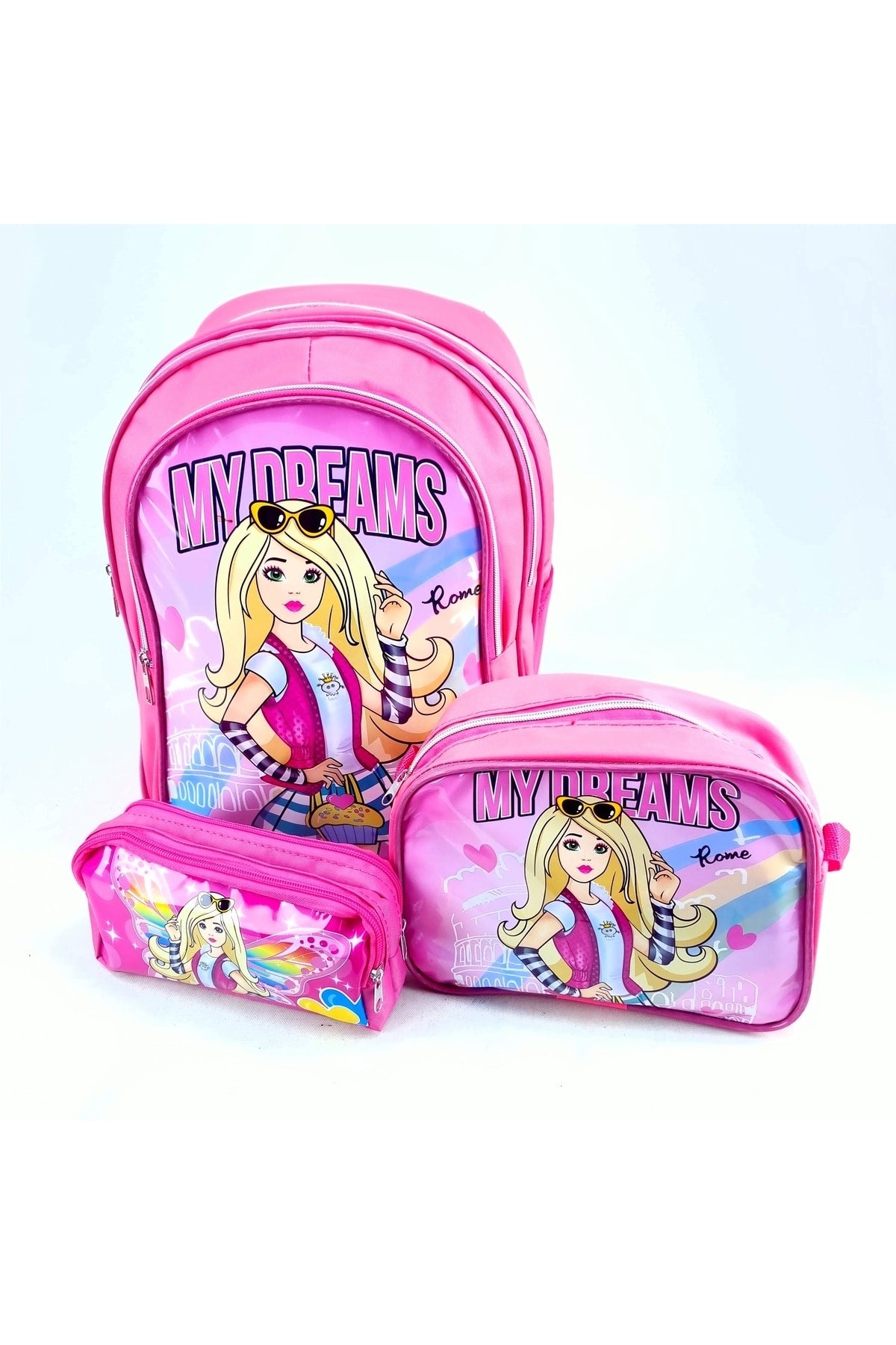 Primary School Kindergarten Student School Bag With Picture Lunch Box And Pencil Holder For Girls