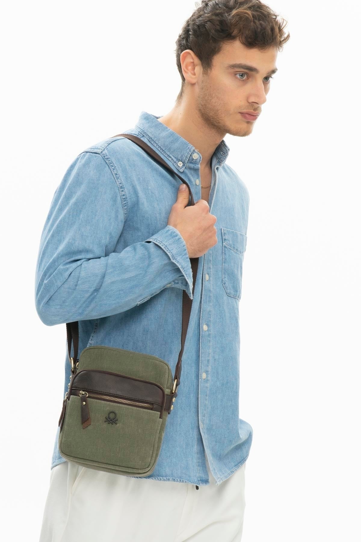 Benetton Men'S Crossbody Bag Khaki Bnt1013
