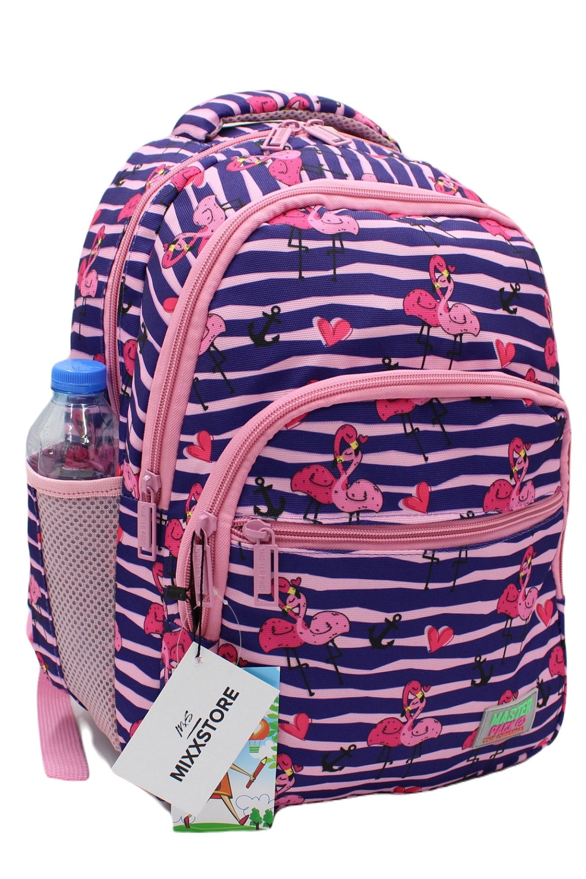 Flamingo Patterned Purple Color Master Pack Girl Backpack Primary School Bag With Food And Pencil Holder