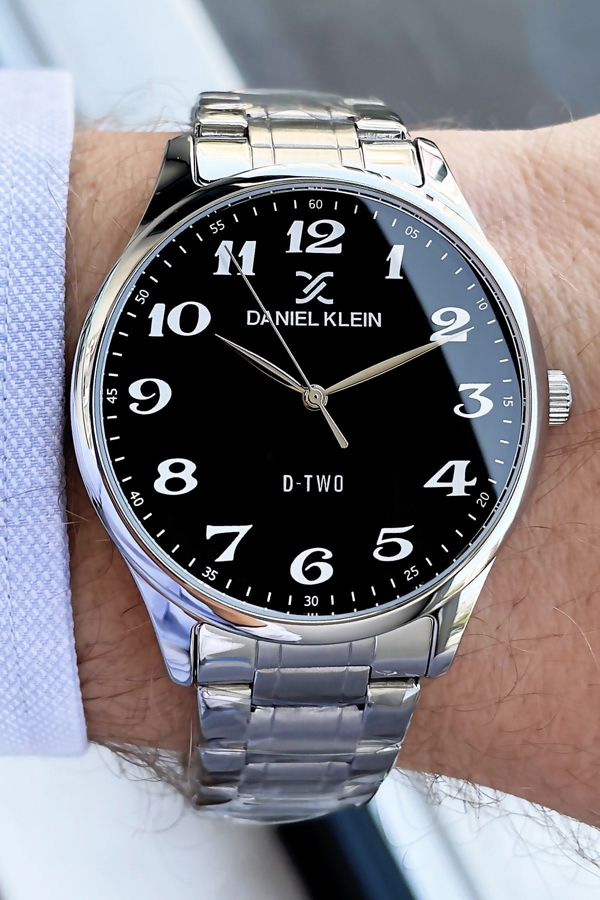 Men'S Wristwatch 3 Atm Waterproof Silver Color Steel Band + Wristband Dke2056C2
