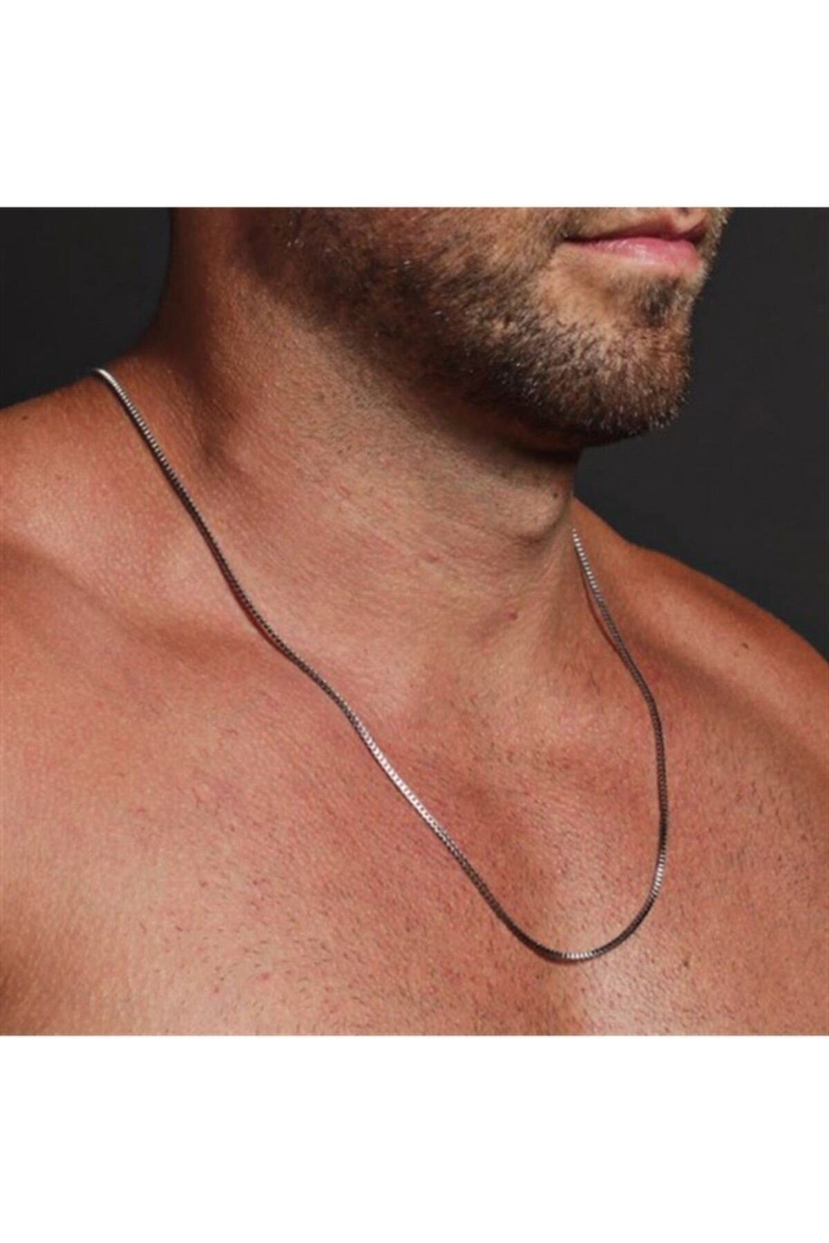 Men'S Silver Color Cube Necklace