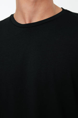 Black Men'S Basic 100% Cotton Crew Neck Oversize Short Sleeve T-Shirt