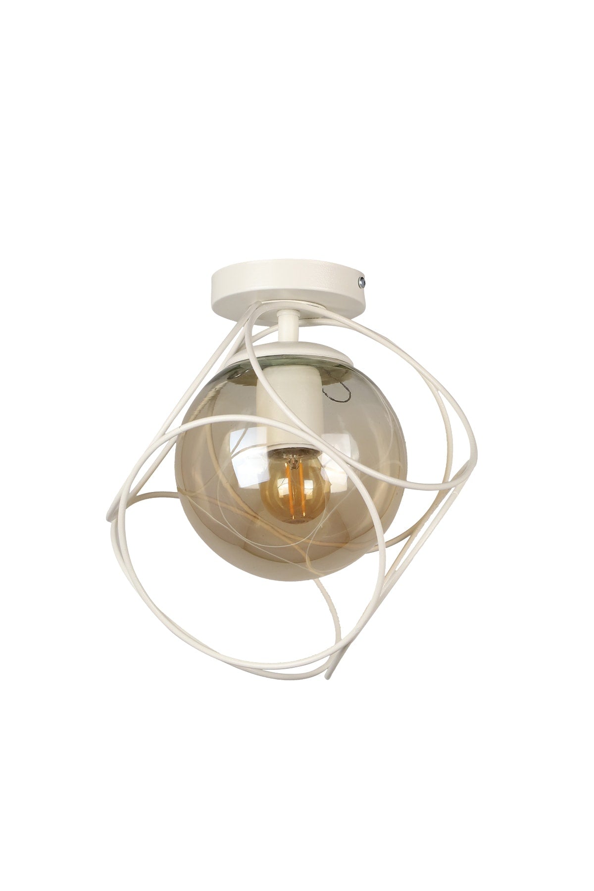 Suna Single White-Honey Glass Ceiling Mount Chandelier