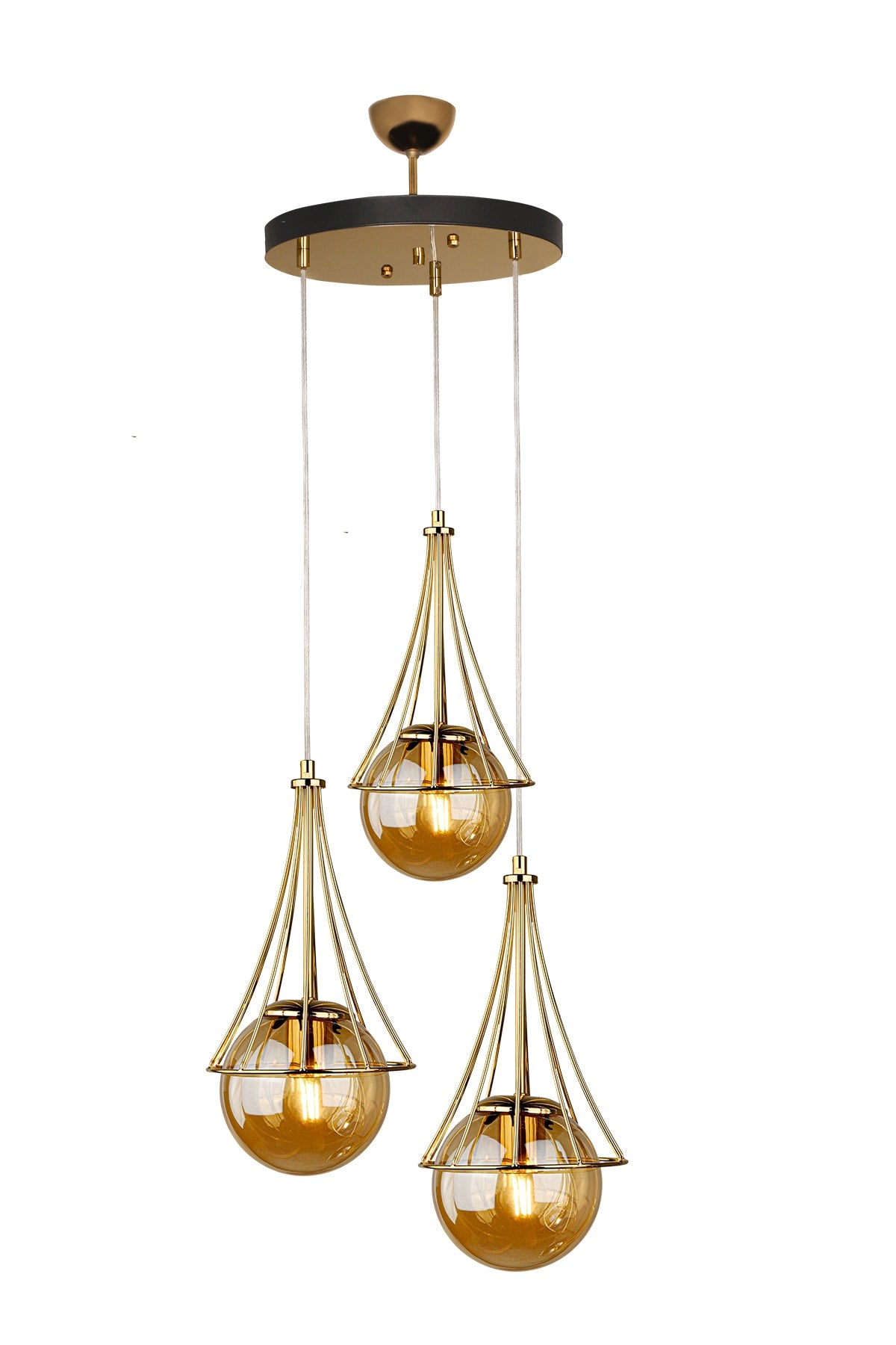 Lapis 3Rd Chandelier Gold-Honey Glop Glass