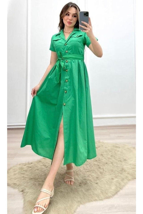 Short Sleeve Button Dress - Swordslife