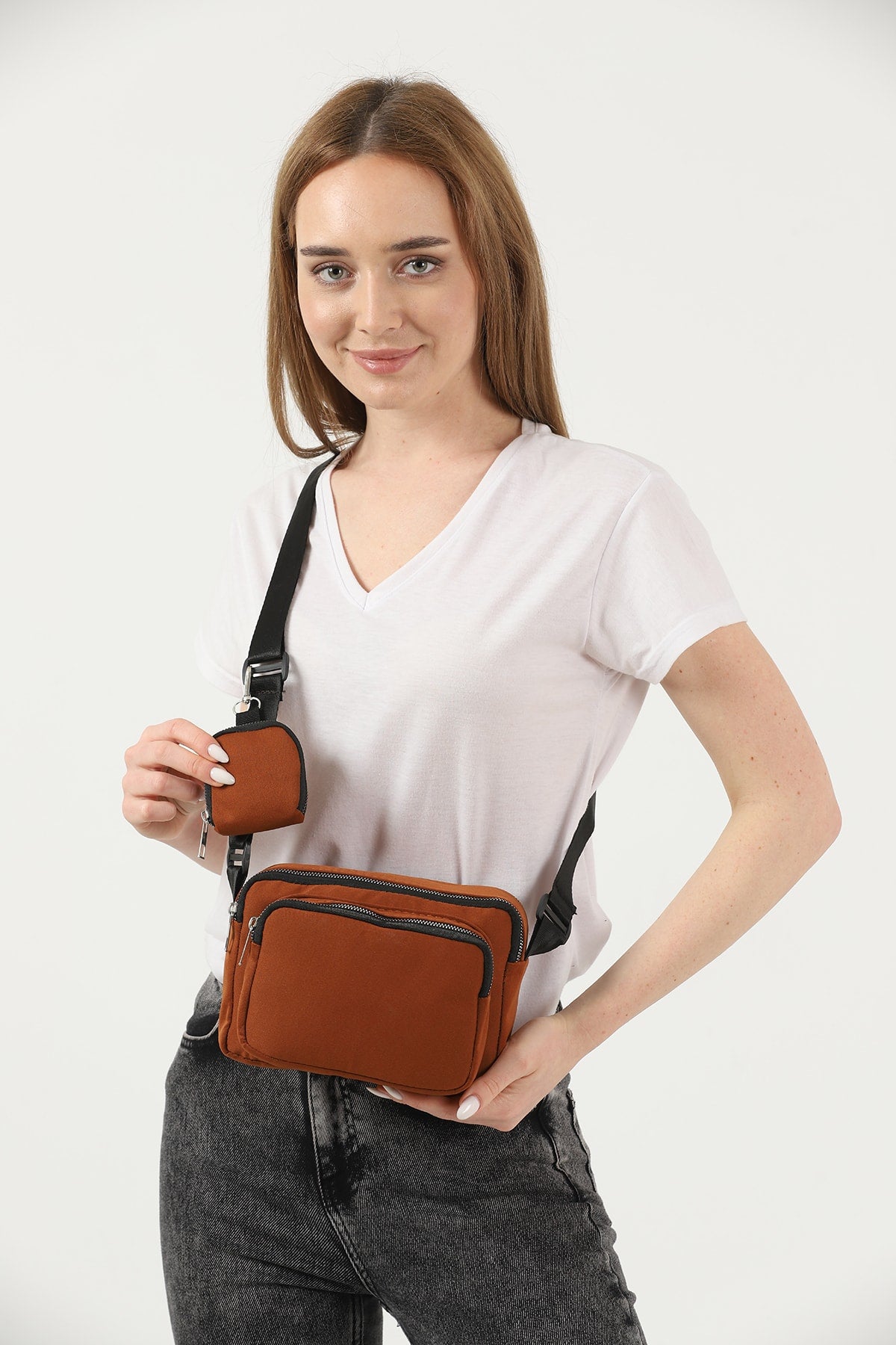 Tile U4 Canvas Women'S Cross Shoulder Bag With 2 Compartments And Wallet With Adjustable Strap B:17 E:22 G:1