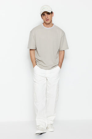 Limited Edition Taş Men'S Relaxed/Comfortable Cut Knitwear Banded Short Sleeve Textured Pique T-Shirt