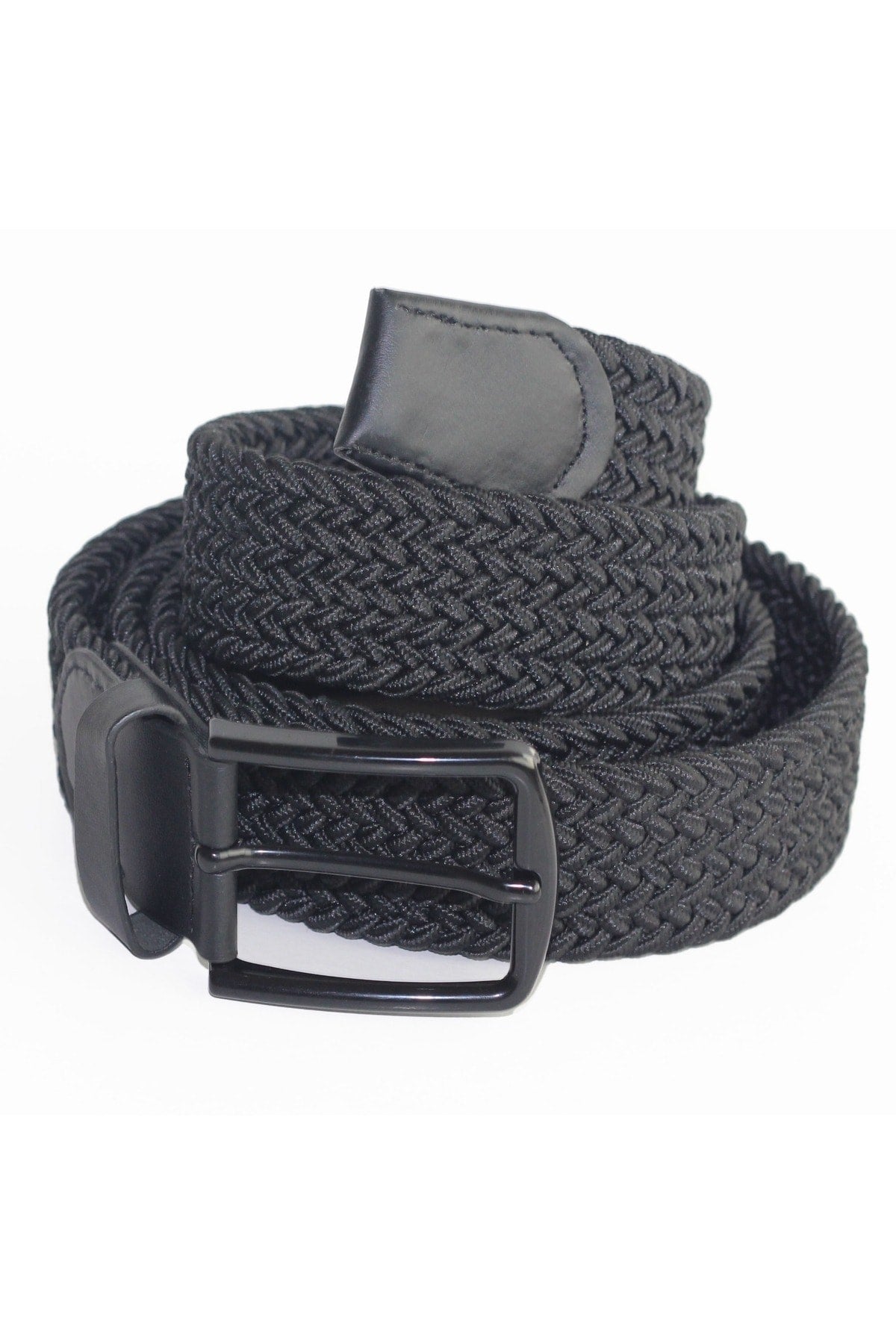 Braided Elastic Black Men's Sport Jeans Men's Belt 3,5 Cm