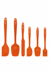 Heat Resistant Fireproof Non-Stick Silicone Spatula Set 6 Pieces Orange