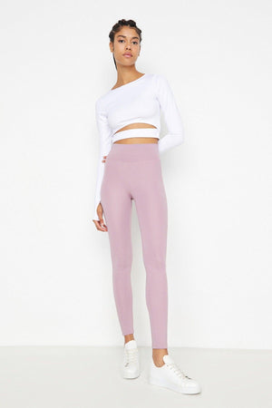 Dried Rose Slimming Full Length Sports Leggings TWOAW21TA0029 - Swordslife
