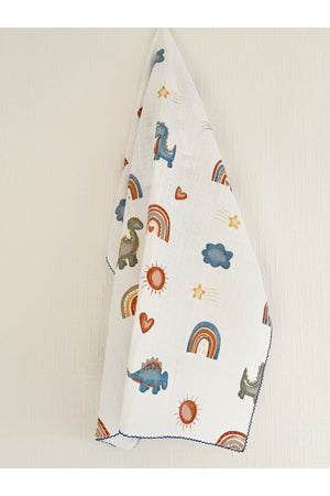 Multi-Purpose Muslin Blanket 80X90 Cm Baby & Kids & Newborn Blue Dinosaur Muslin Blanket, Muslin Cloth