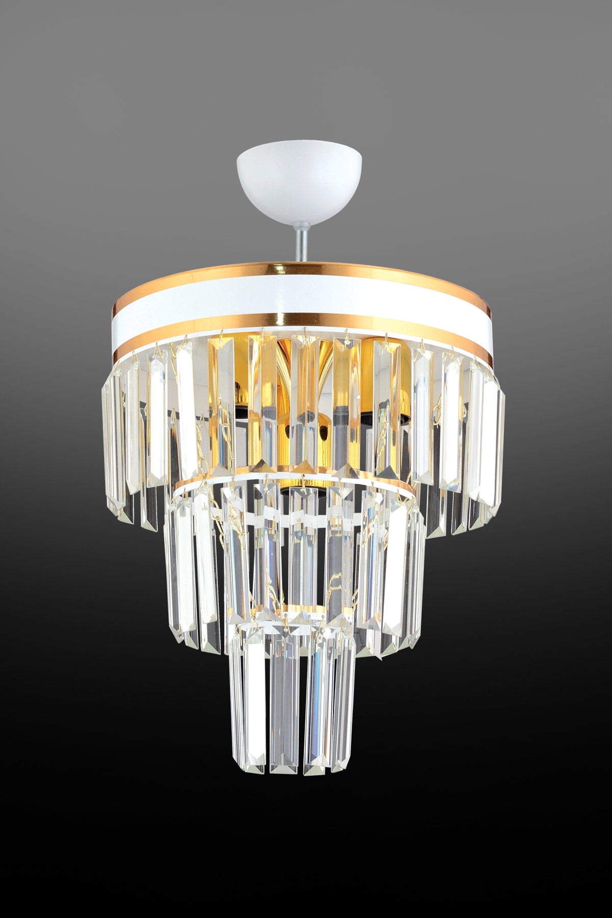Roma 3-Tier White To Gold Gilded Crystal Stone Modern Chandelier Of 30'