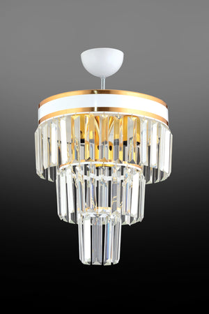 Roma 3-Tier White To Gold Gilded Crystal Stone Modern Chandelier Of 30'
